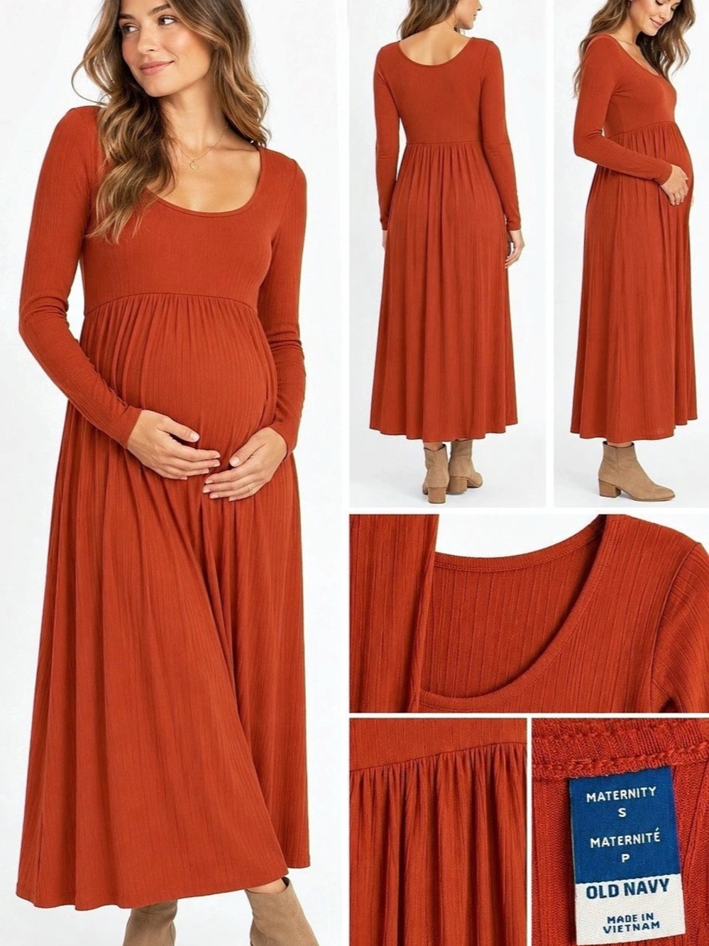 Old Navy Maternity Rib-Knit Long-Sleeve Maxi Dress